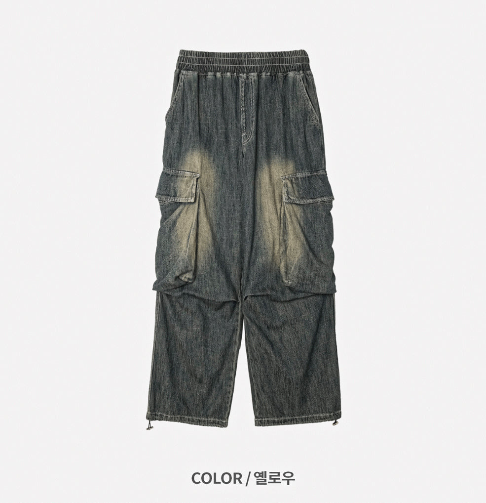 Summer Cool Cargo Banding Denim Pants
