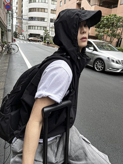 Techwear Nylon Hood Vest
