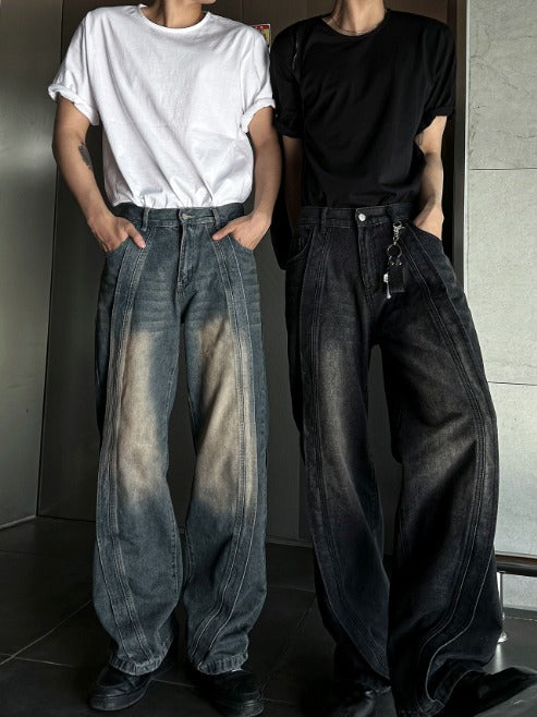 Shabby Banding Wave-Washed Denim