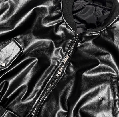 Dominic Vegan Leather Cropped Bomber Jacket