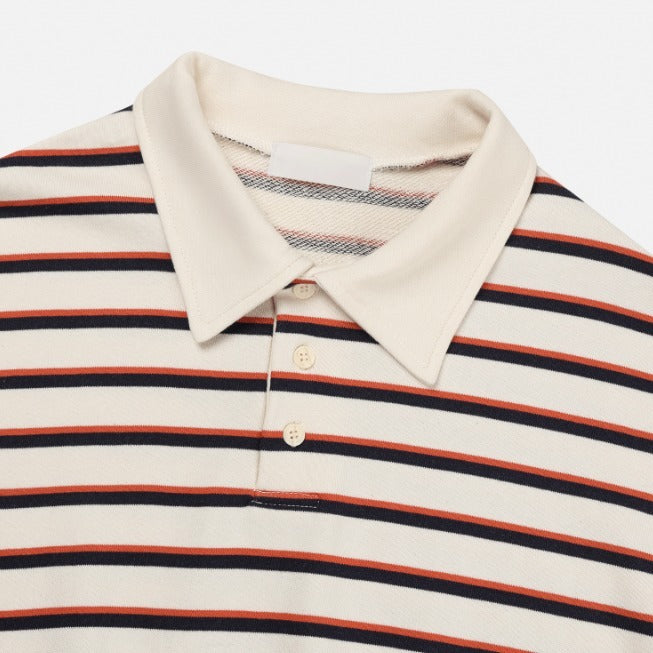 Sweat collar striped sweatshirt