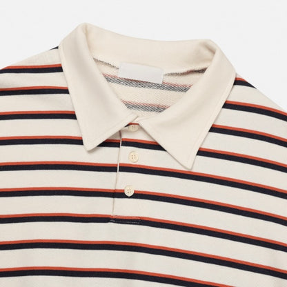 Sweat collar striped sweatshirt
