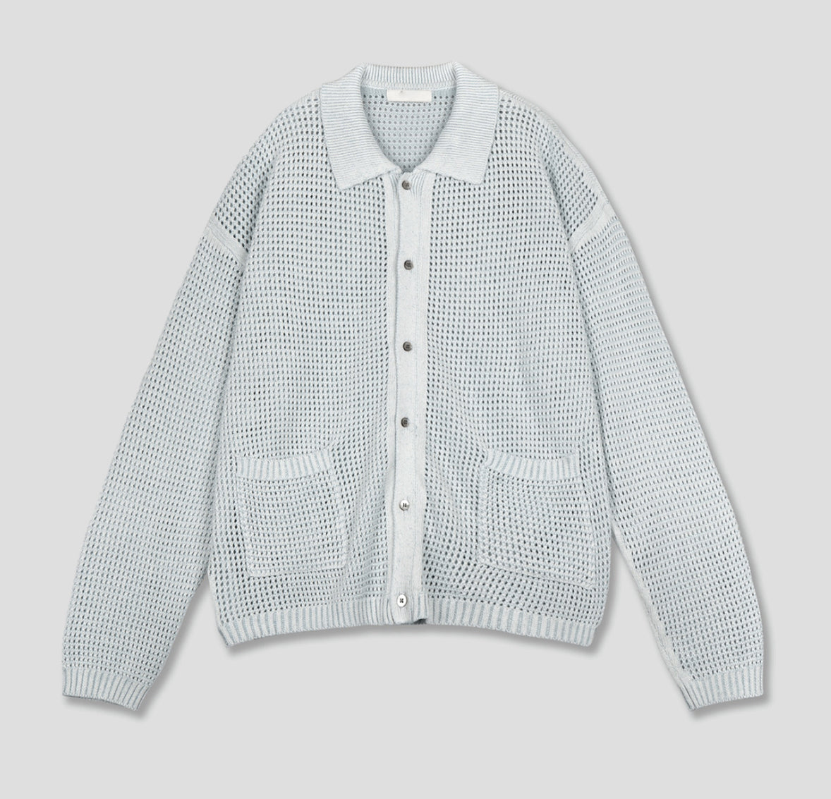 Linen Waffle Two-Tone Knit Cardigan