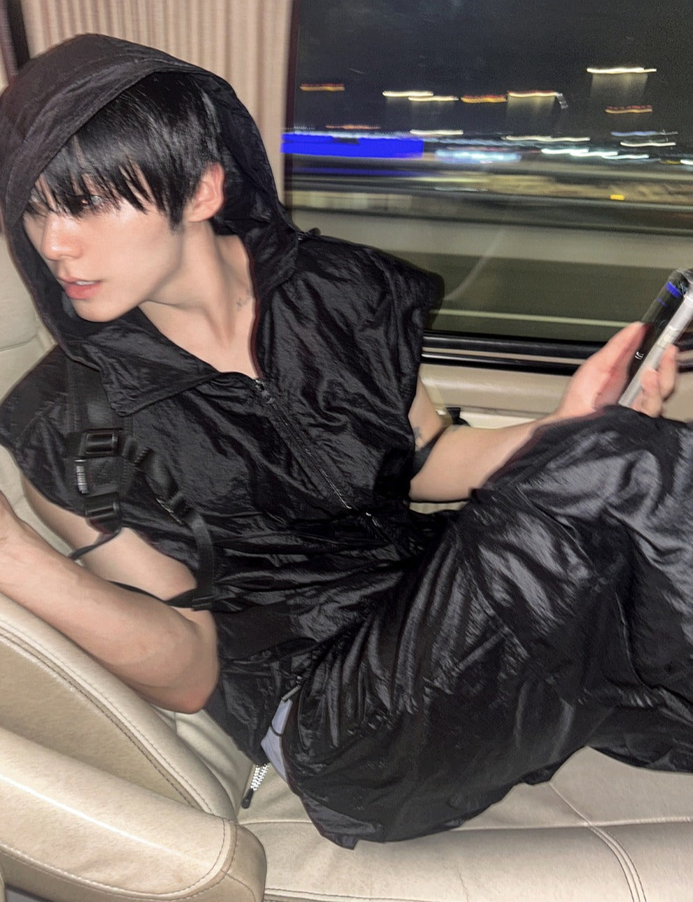 Glossy Wide Gorpcore Nylon Jogger Pants