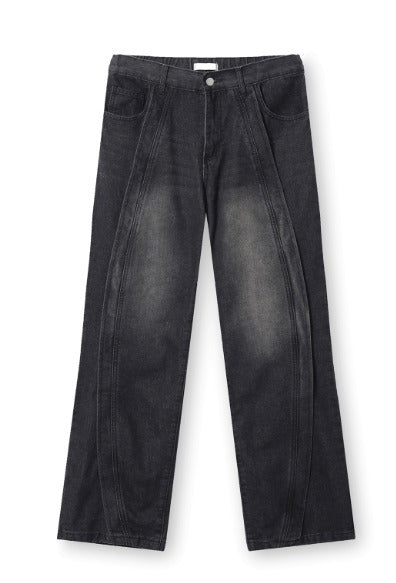 Shabby Banding Wave-Washed Denim