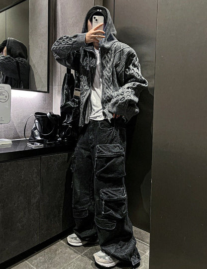 multi pocket cargo denim pants