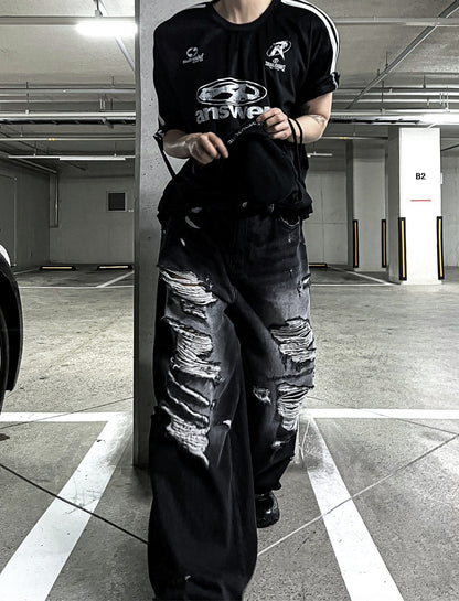 Denim Destroyed Pants