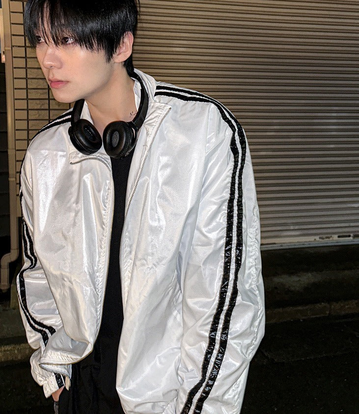 glossy track windbreaker