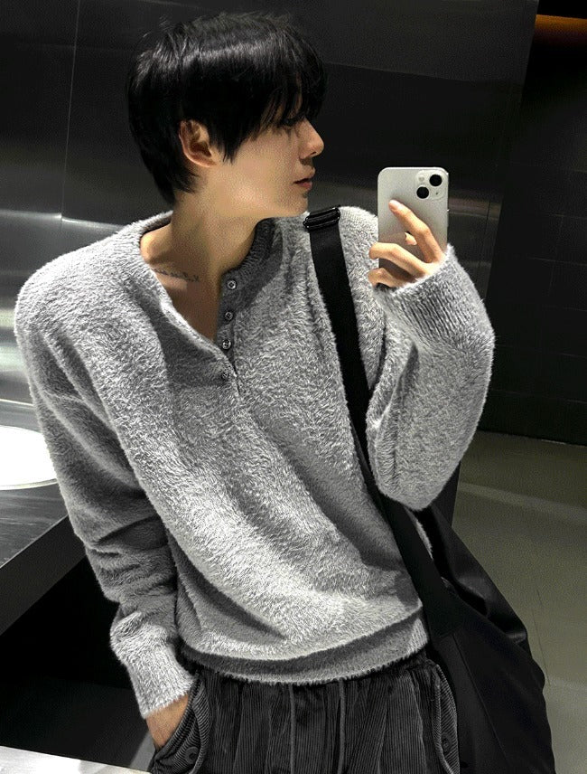 winter angora henry neck knitwear
