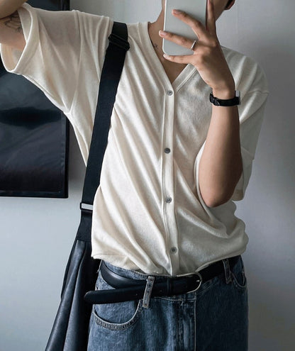 Linen Short Sleeve Cardigan