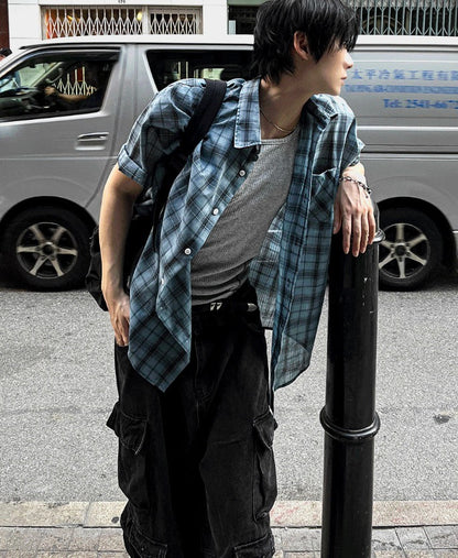 Thin Check Dark & Light Short-Sleeve Shirt