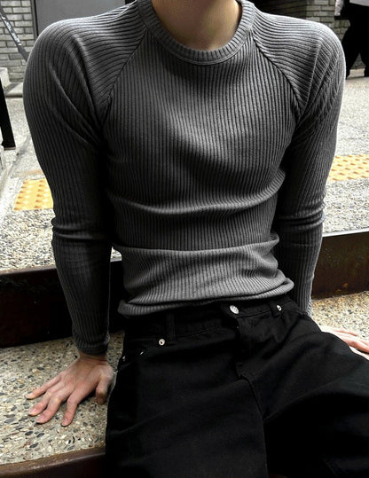 Muscle Fit Raglan Ribbed Knit