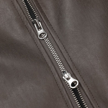 two-way biker leather jacket