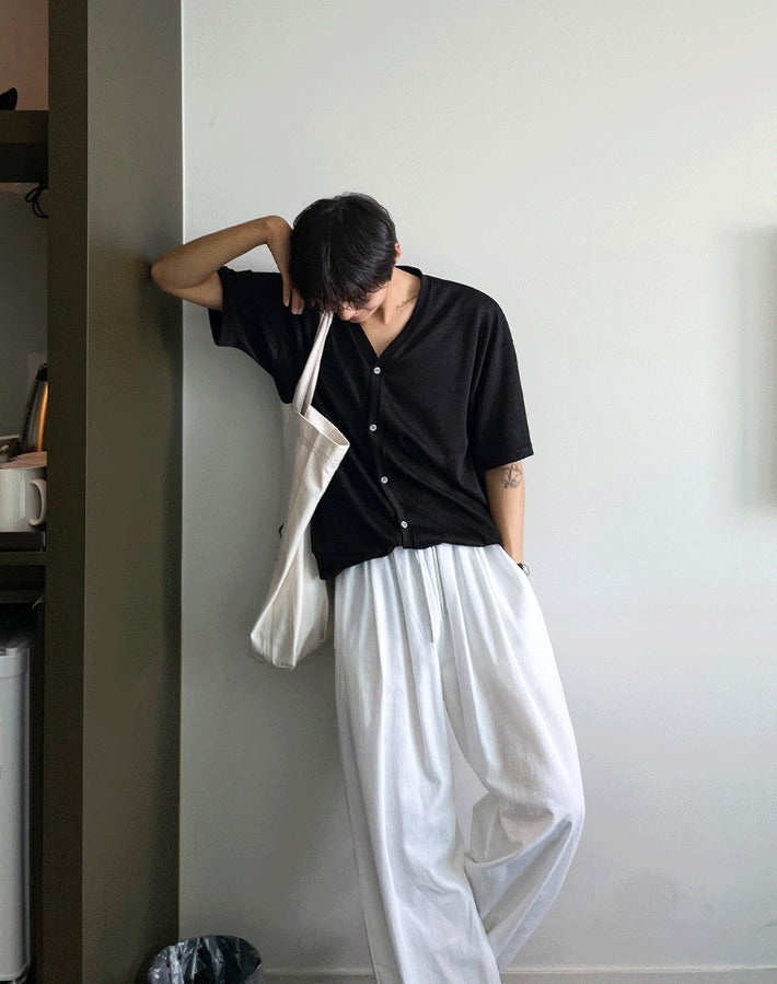 Linen Short Sleeve Cardigan