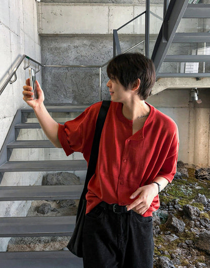 Summer Round-Neck Short Sleeve Cardigan