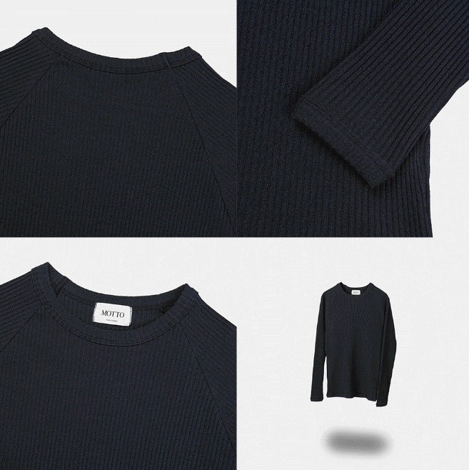 Muscle Fit Raglan Ribbed Knit