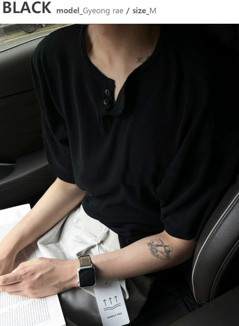Ocean Henley Short Sleeve Knit