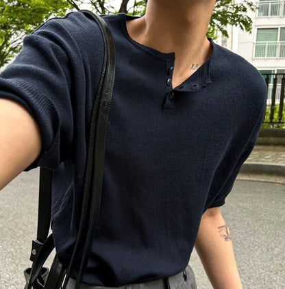 Ocean Henley Short Sleeve Knit