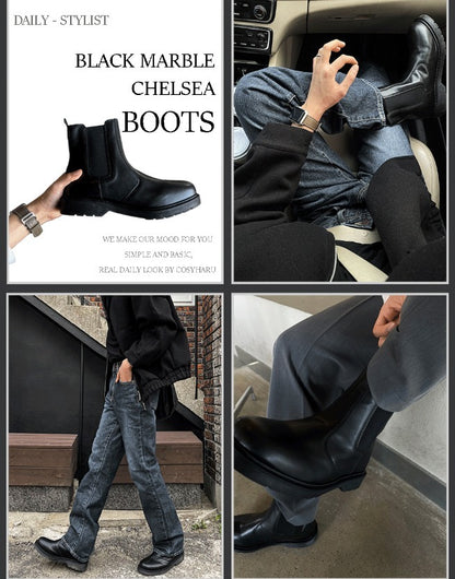 Black Marble chelsea boots