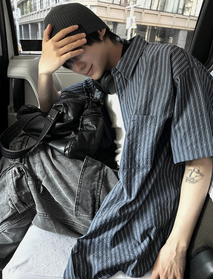 Ale Stripe Linen Short Sleeve Shirt