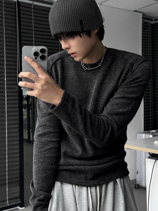 Slim Muskle Fit Knit Achromatic Raglan