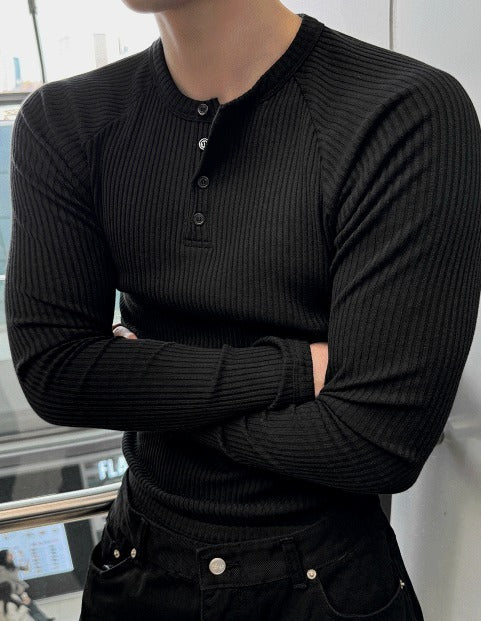 Henry neck muscle fit Raglan V-neck knitwear