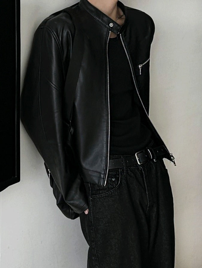 Premium Crop Leather Jacket
