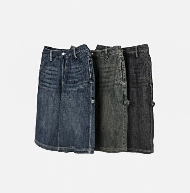 Cool Carpenter Sand Washing Half Denim Pants