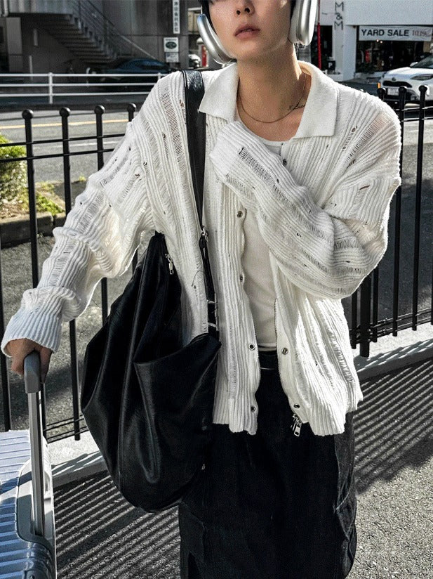 Mohair High Neck Cardigan