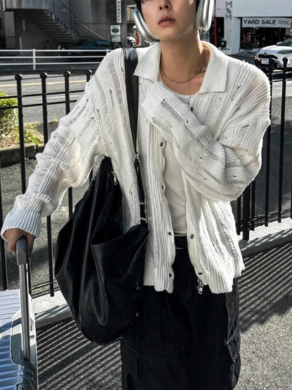 Mohair High Neck Cardigan