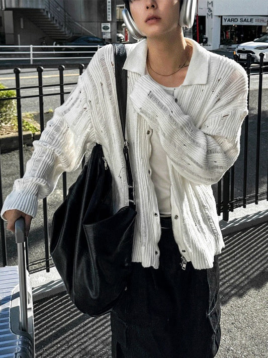 Mohair High Neck Cardigan