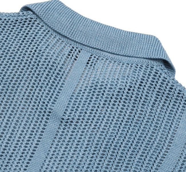 Open Collar Mesh Knit