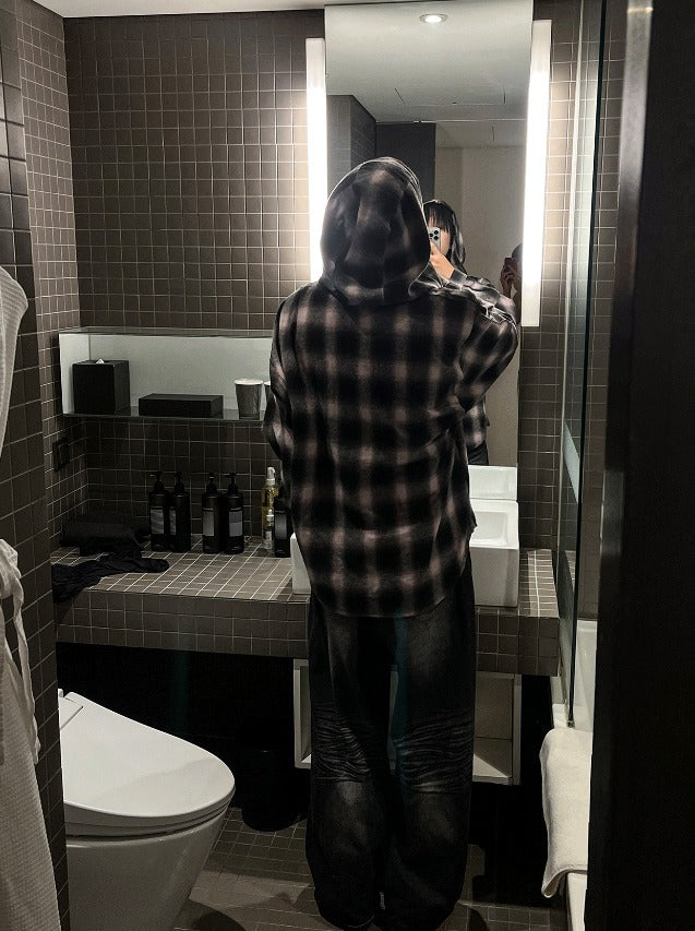 shea hooded checkered shirt