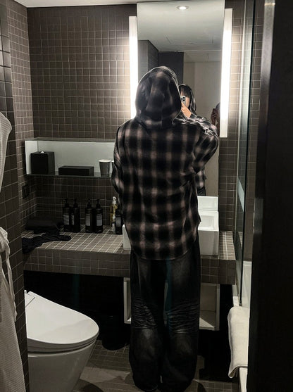 shea hooded checkered shirt