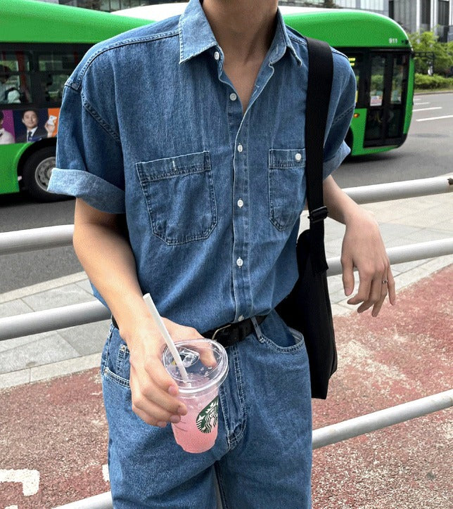 Summer Semi-Wide Denim Pants