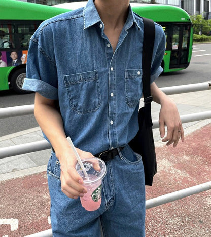 Summer Semi-Wide Denim Pants