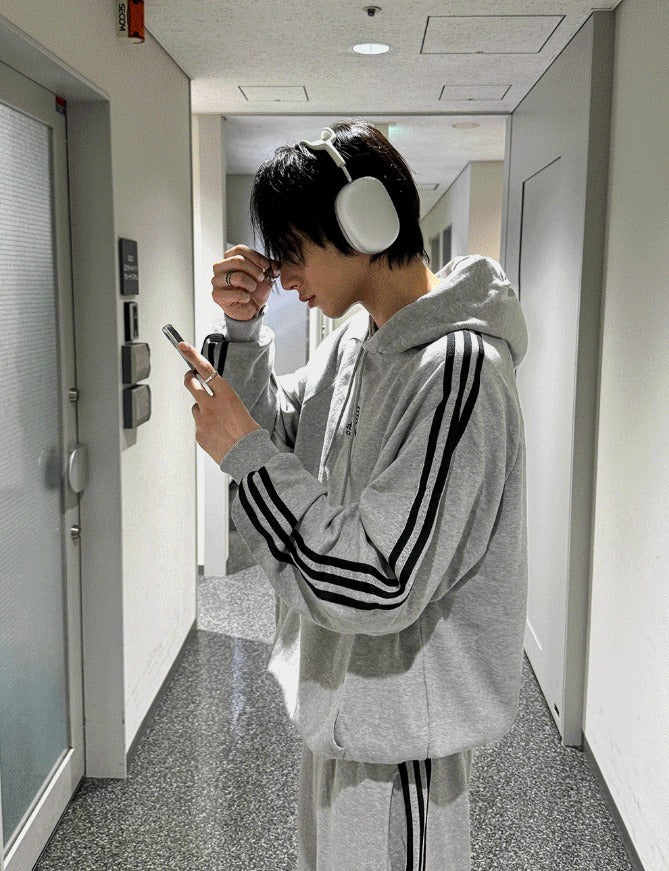 Outside track over hoodie
