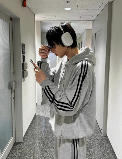 Outside track over hoodie
