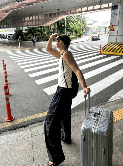 nylon cargo string pants