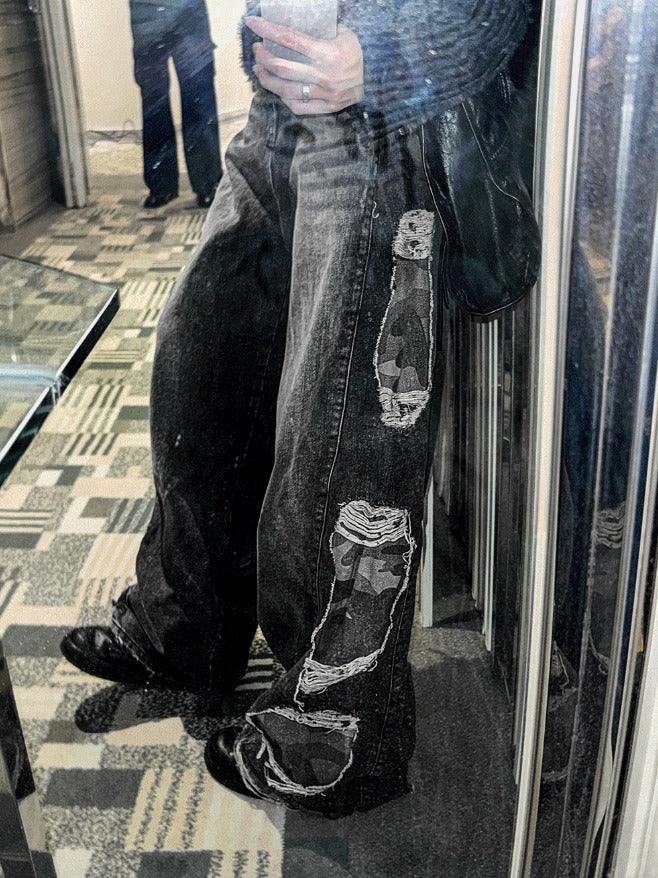 Military Camo Wide Denim