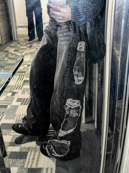 Military Camo Wide Denim