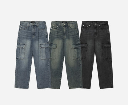 New Jeans Wide Cargo Pocket Denim Pants