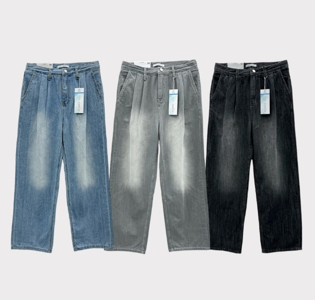 Cool Washing Pintuck Linen Denim Pants