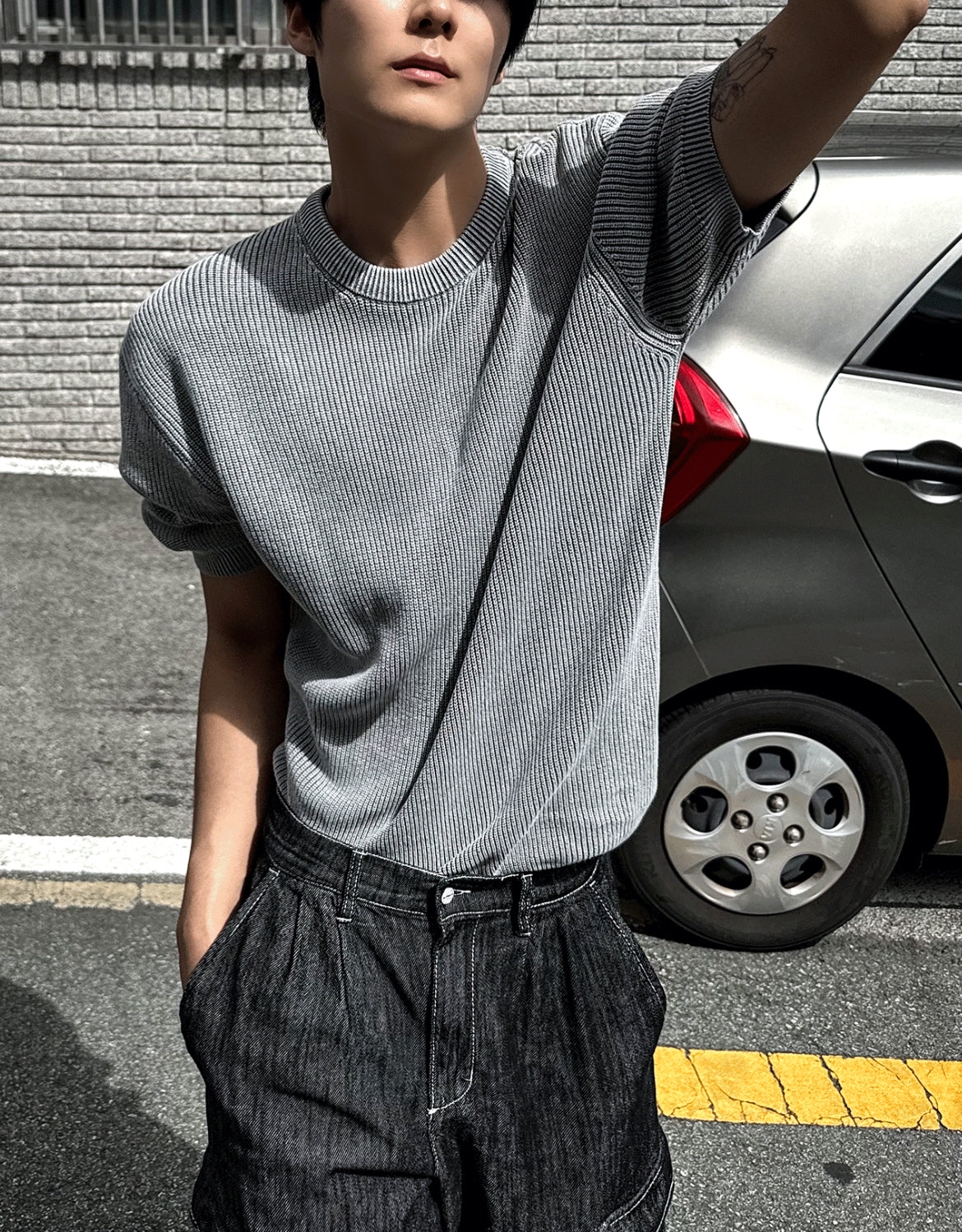 Dominic Pigment Round Neck Short Sleeve Knit