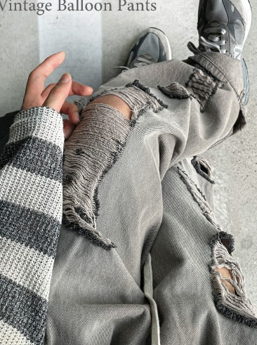 vintage ballon demage denim pants