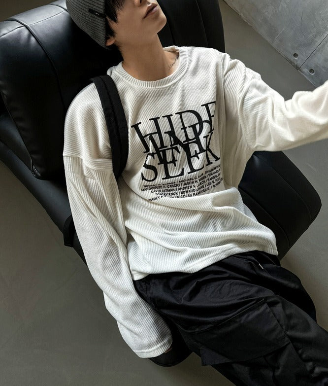 dope lettering knit long-sleeved