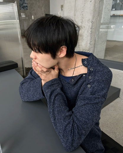 open five button golgi round knit