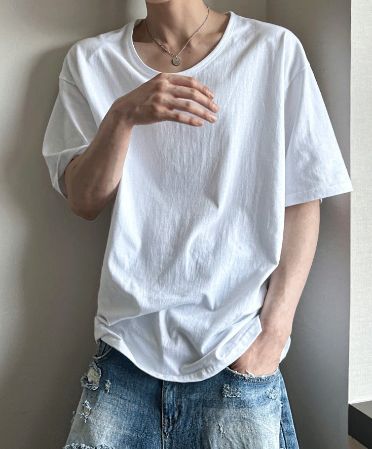 shaping round semi-wige short-sleeved T-shirt