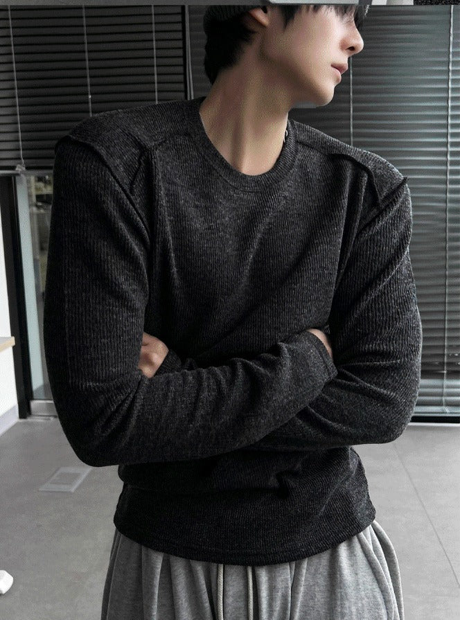 Slim Muskle Fit Knit Achromatic Raglan