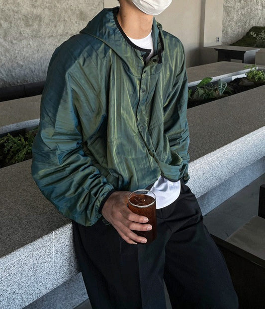 Bi-Wrinkle Hooded Windbreaker